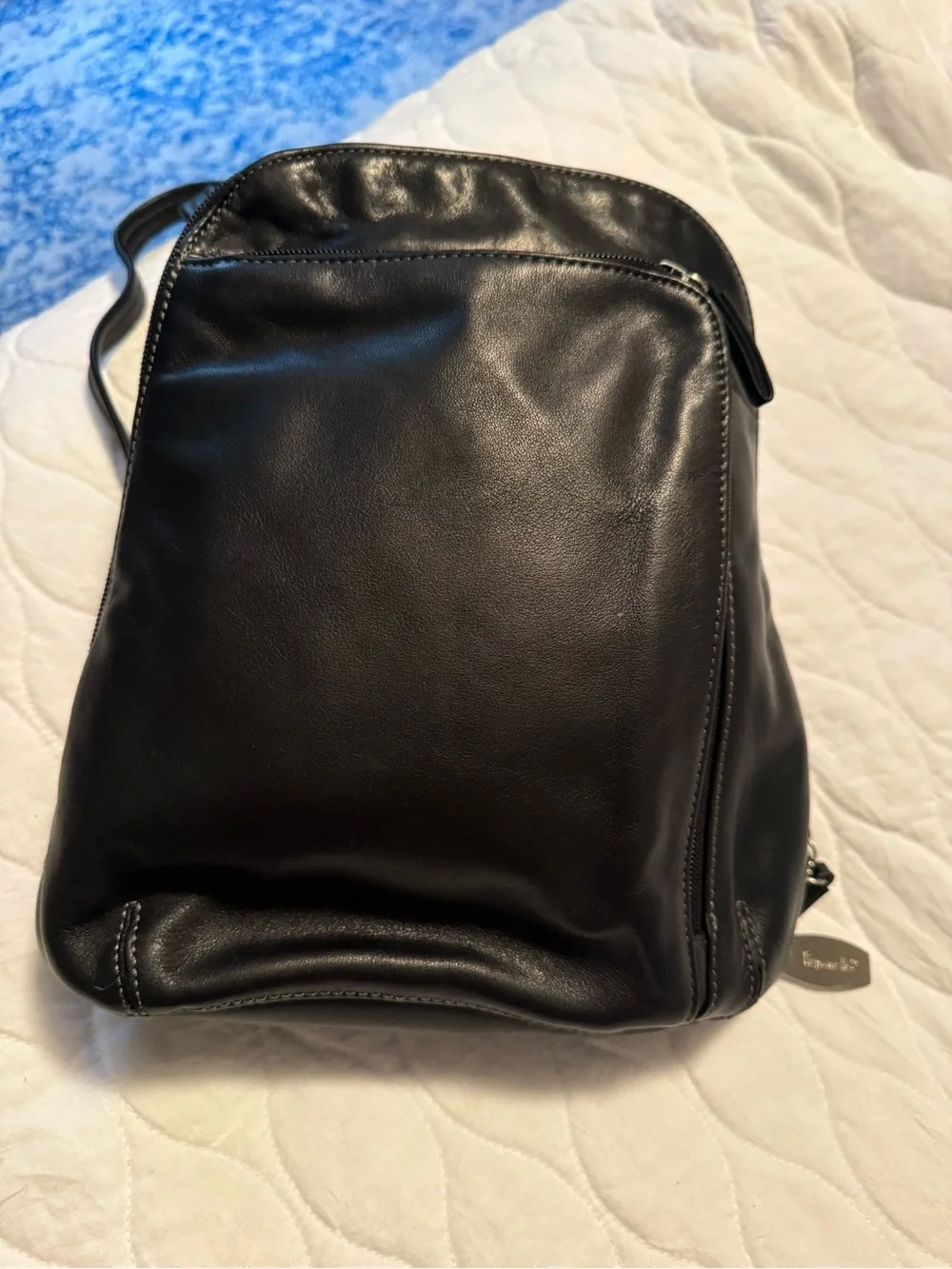 Classic Y2K Tignanello Black Leather Mini Backpack/Slingback